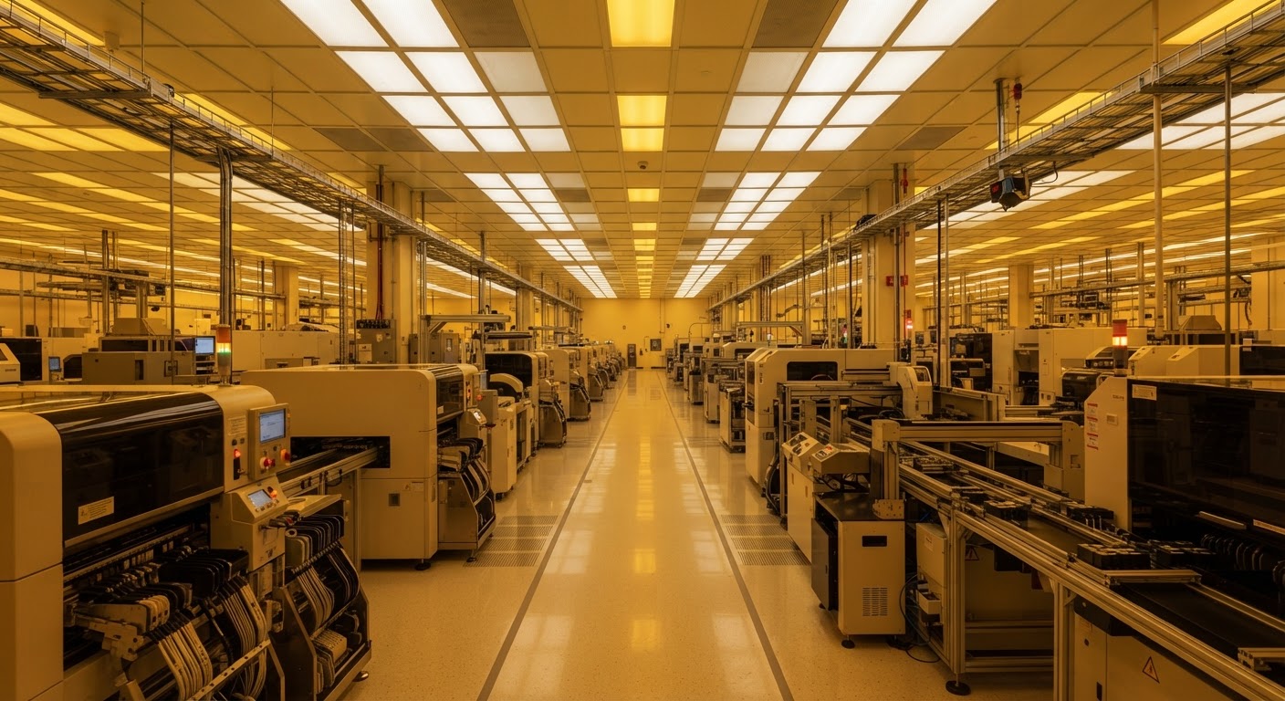 Close-up of precision PCB assembly with components